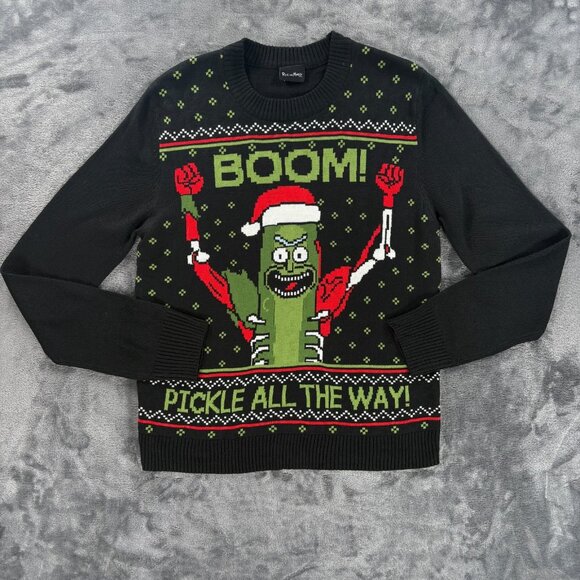 Rick and Morty Pickle Rick Ugly Christmas Sweater Men’s M Boom! Pickle - Picture 7 of 8
